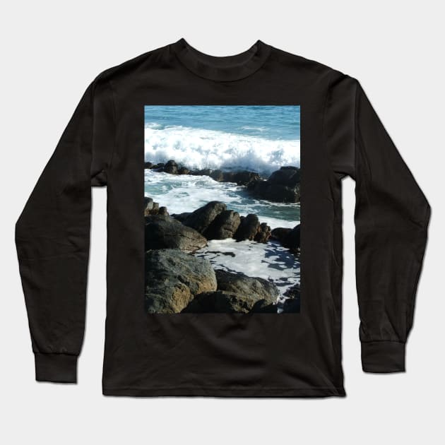 Waves and Rocks by Avril Thomas - photography Long Sleeve T-Shirt by AvrilThomasart